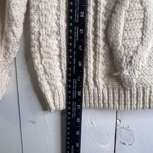 Vintage Cream Cable Knit Shawl Collar Cardigan Sweater Men’s Large 100% Acrylic - Picture 7 of 12